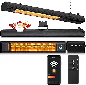 Ceiling Electric Outdoor Heater Wall-Mounted Hanging Patio 1500W Infrared 9 Heat Levels